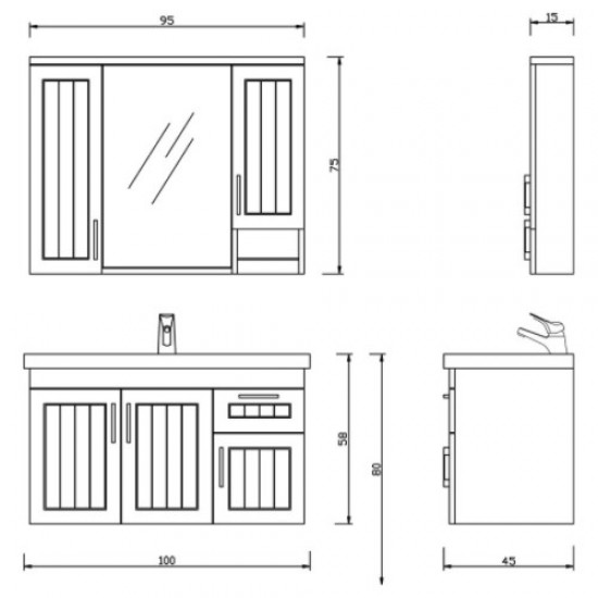 Denko Lotus 100 cm Banyo Dolabı