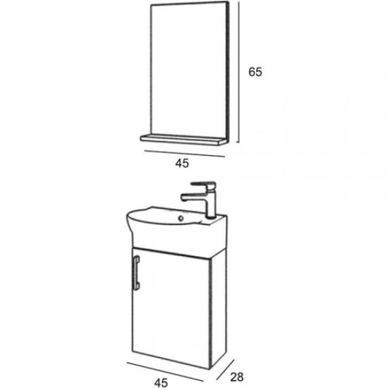 Denko Rio 45 cm Mdf Banyo Dolabı Takımı