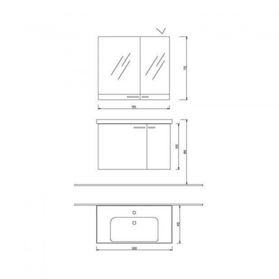 DENKO Terra Beyaz Banyo Dolabı 100 cm 